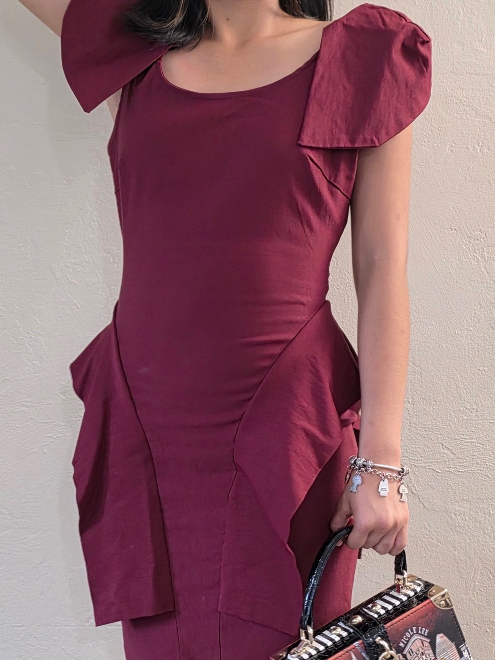 Lulus Burgundy Peplum Cocktail Dress S